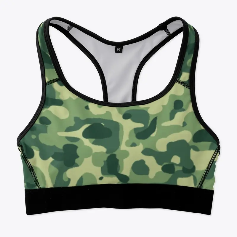 unusual camo  print sports bra